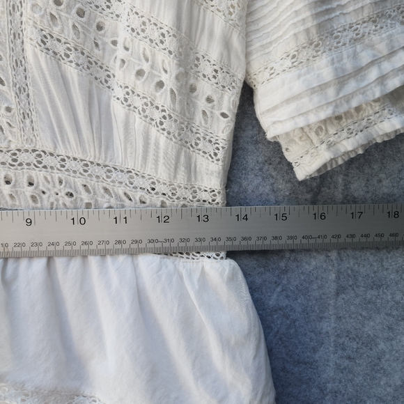 LoveShackFancy Rebecca Eyelet Lace Embroidered Tiered Button Front Midi Dress - Picture 11 of 13